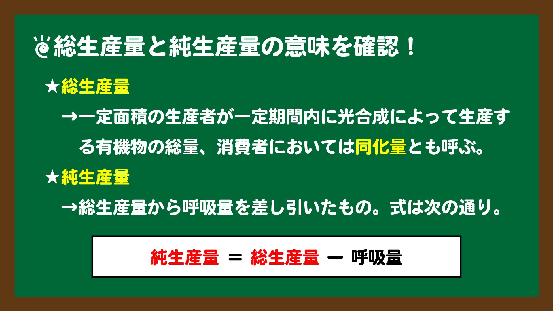 スライド2:総生産量と純生産量の違いを確認しよう!