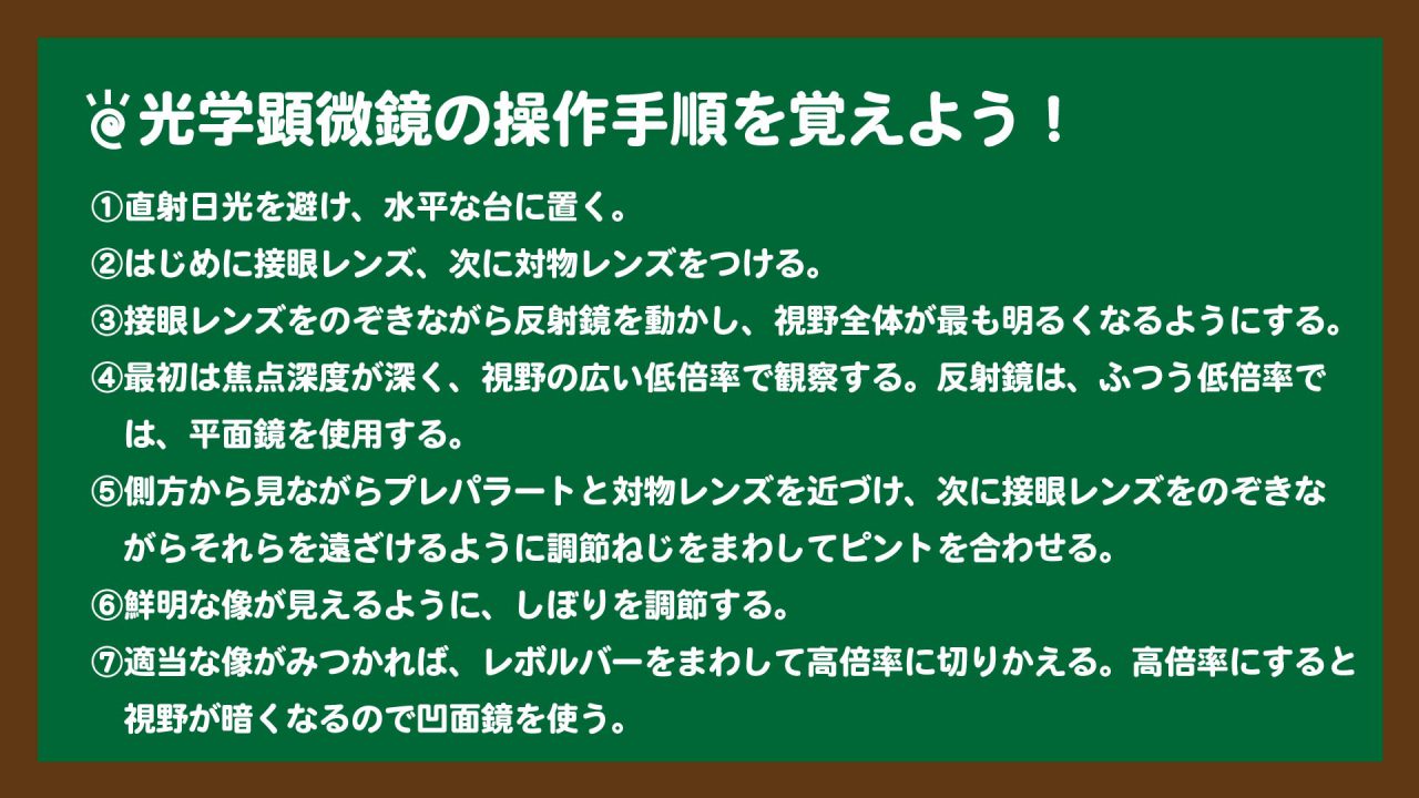 スライド4:光学顕微鏡の操作手順