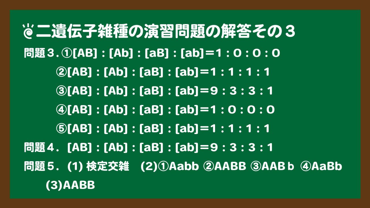 スライド4:二遺伝子雑種の演習問題の解答その3