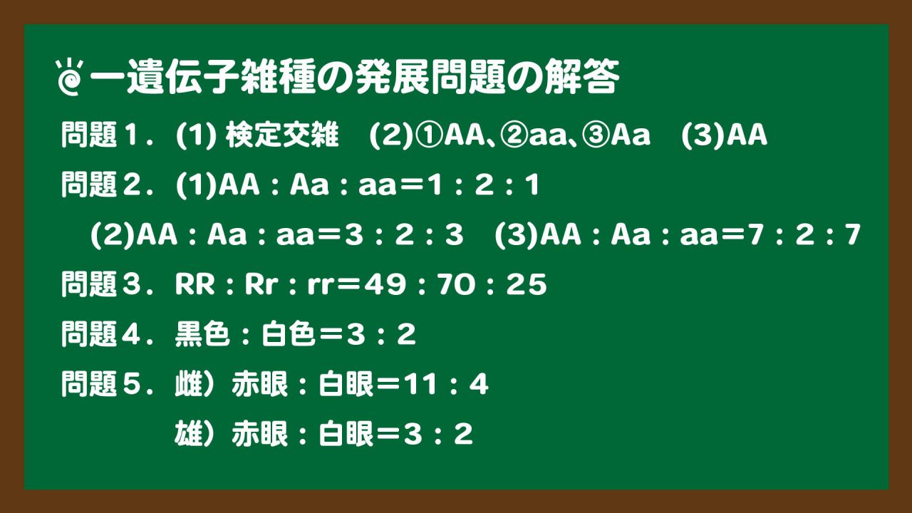 スライド2:一遺伝子雑種の発展問題の解答