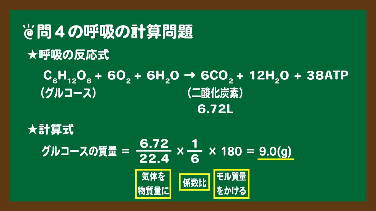 スライド5:問4の呼吸の計算式